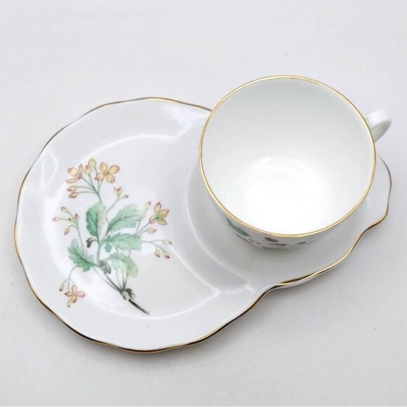 Vintage Royal Kent Staffordshire England Floral Porcelain Cup & Snack Tray Set - Picture 3 of 8